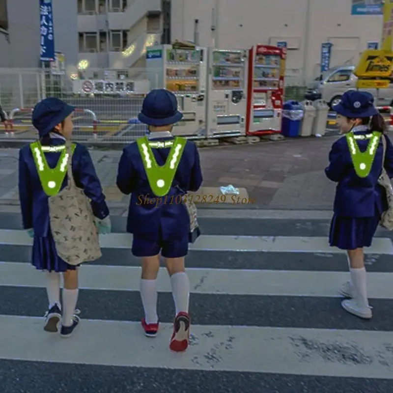 Outdoor Children Reflective Vest Students Polyester Safety Running Cycling Road V Shaped High Visibility Night Security
