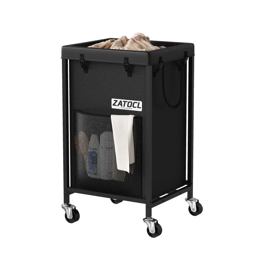 

Корзина для белья Gal на колесиках, прочная корзина для грязного белья на колесах, корзина для белья из ткани Оксфорд с толстой железной рамой