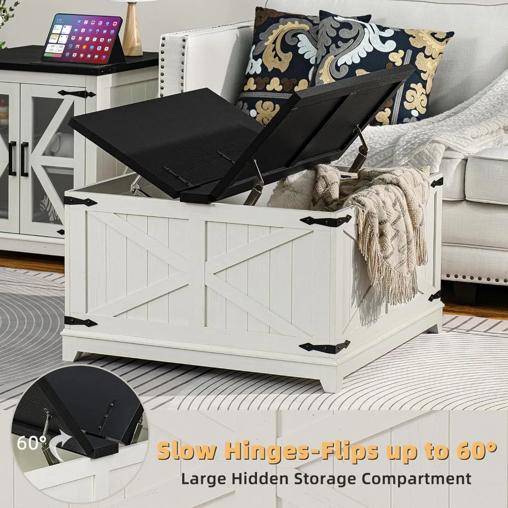 3-Piece Farmhouse Coffee Table Set with Storage and Large Counter Height Furniture