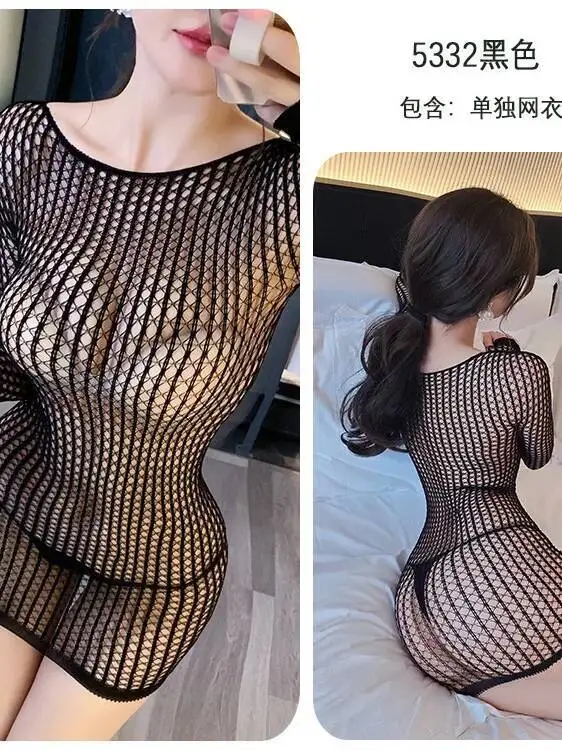 Sexy Pure Desire, Figurbetontes Kleid, elegante Nachtwäsche, aushöhlen, zerreißbares Netz, große Größe, durchsichtig, heiß, sexy Frauen-Minikleid, Tops KXU8