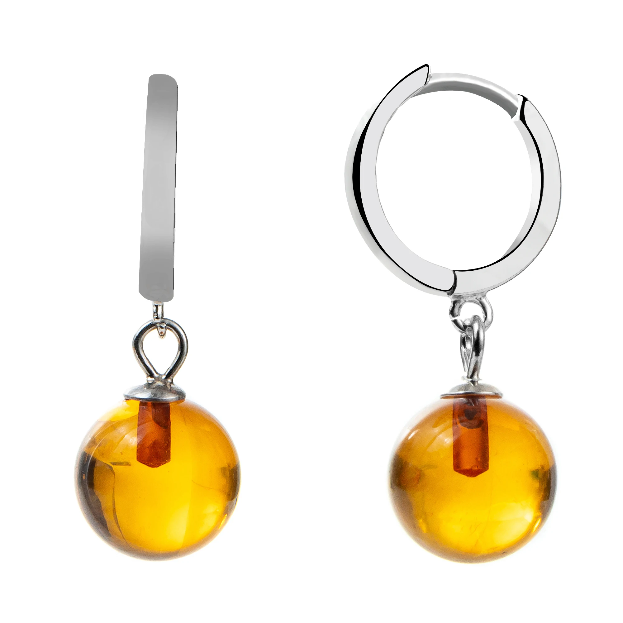 

925 Sterling Silver Baltic Amber Small Hoop Earrings for Women - Fashion Natural Baltic Amber Stone Jewelry Wholesale