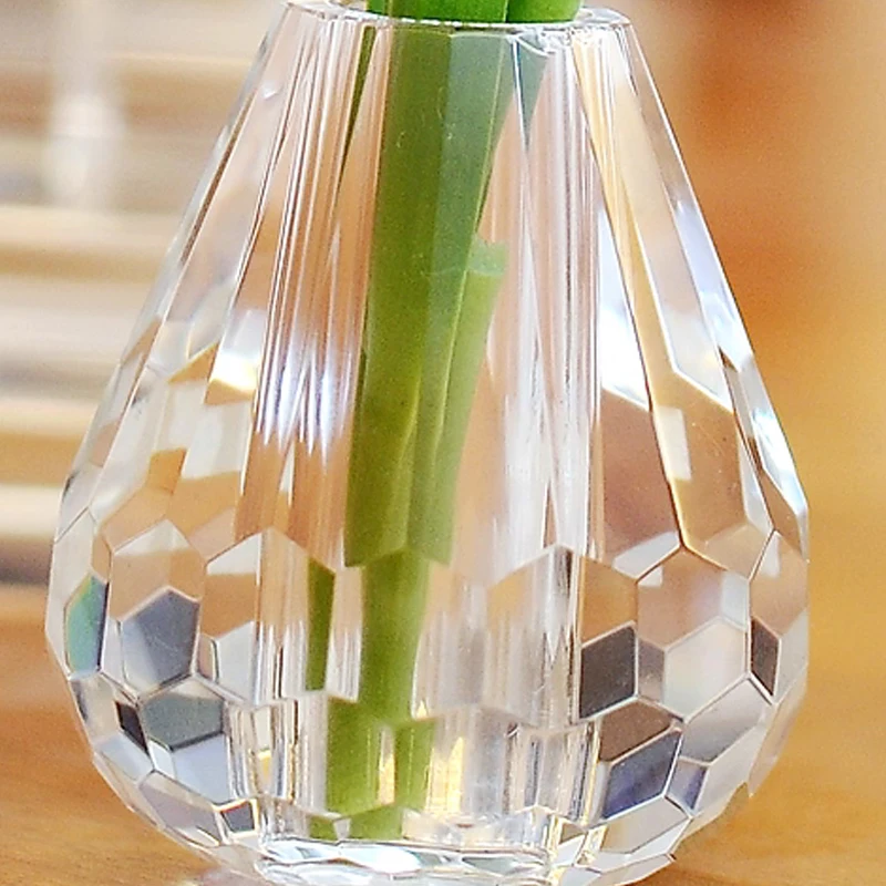 Creative Glass Crystal Small Vase Home Living Room Dining Table Decoration Flower Arrangement Mini Transparent Water Bottle, 1Pc