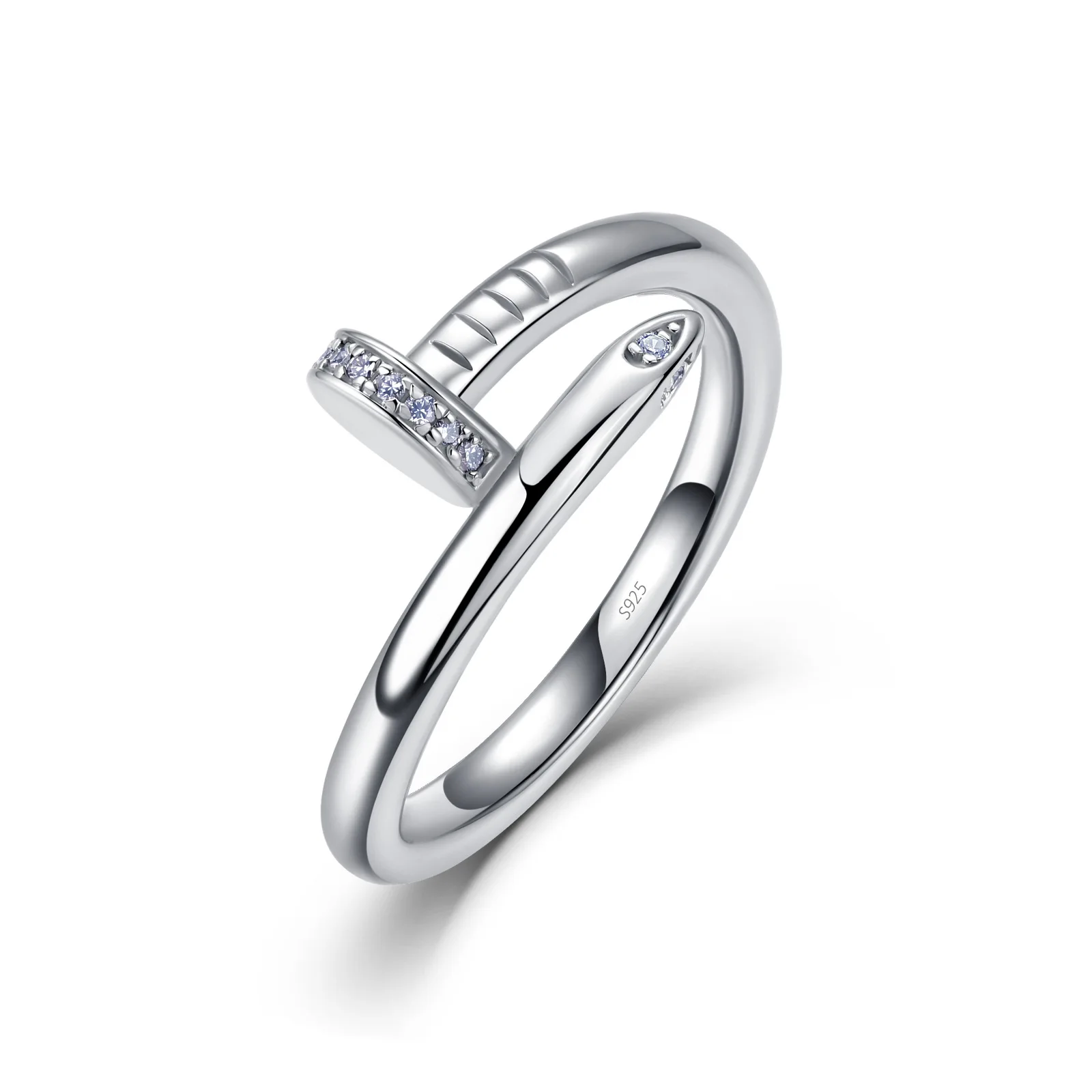 S925 Sterling Silver Nail Shape Moissanite Ring 0.1CT D Color Stackable Band Ring 18K Gold Plated Women Wedding Jewelry