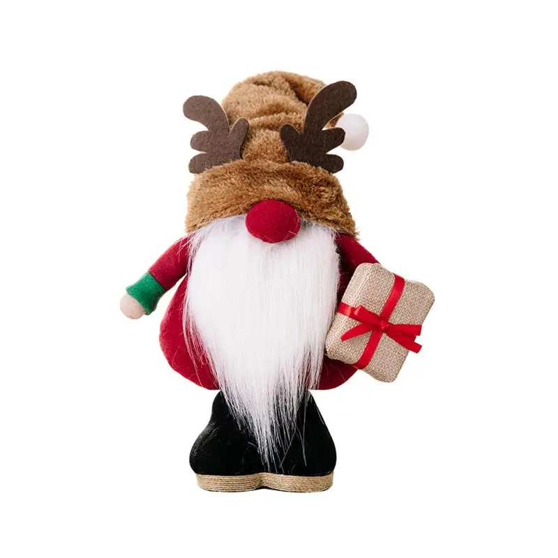 

A20F-Рождественский орнамент, плюшевая шляпа, стоячая кукла Рудольфа, безликая кукла-гном, принадлежности для рождественских украшений, многоразовые, простые в использовании E