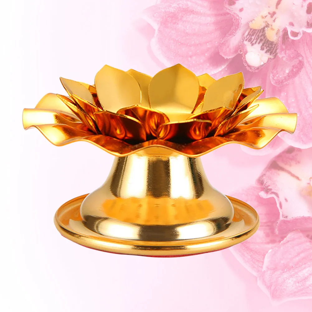 

1Pcs Candlestick Holder Lotus Shape Creative Design Material Bright Color for Temple Household Use