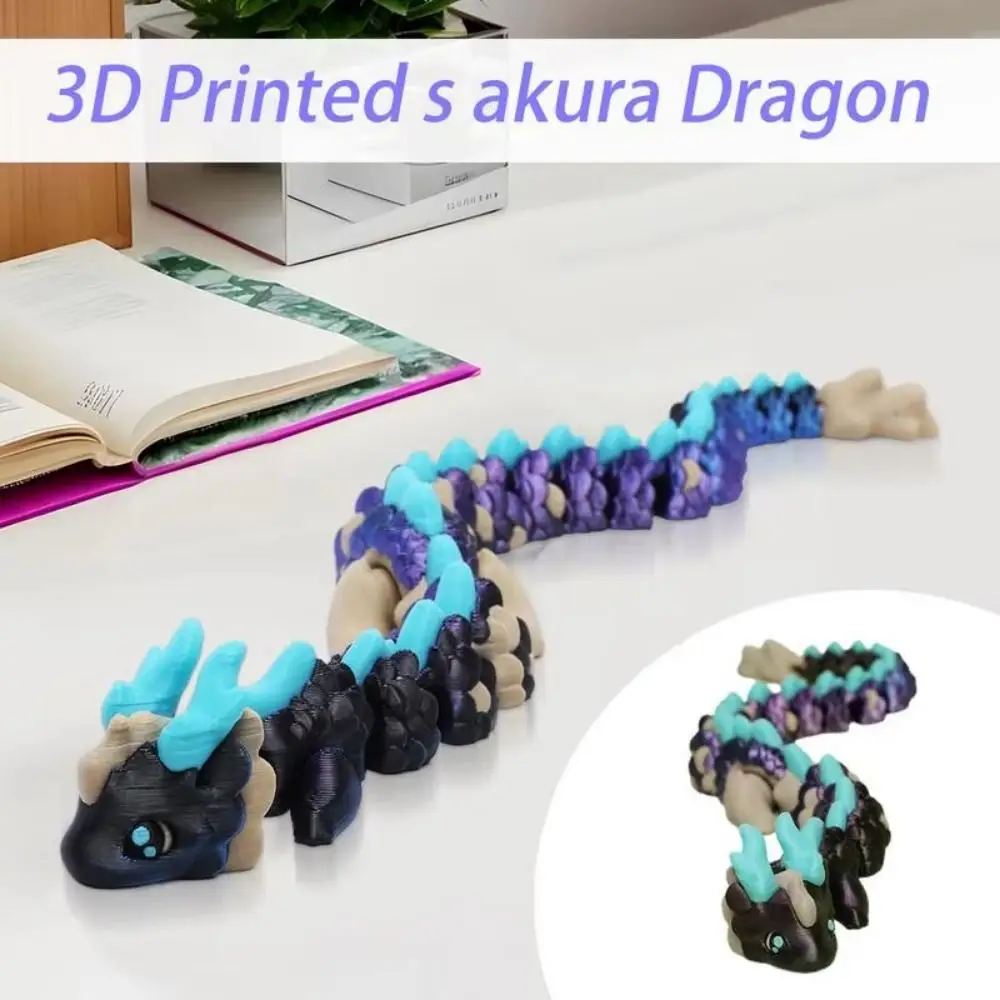 

Long Haired 3D Printed Dragon Home Office Multi-color Dragon Model Gradient Crafts Dragon Action Figure Garden Decoration