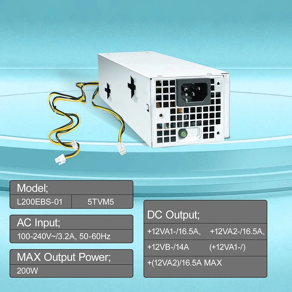 200W Desktop Power Supply L200EBS-01 for Dell 7060 3080 5080 with Low Noise Cooling and Multiple Safety Features