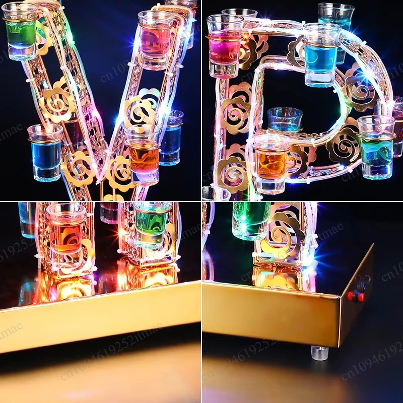 Custom Logo VIP LED Drink Cup Holder, Nightclub Bar Display Stand for Drink Service