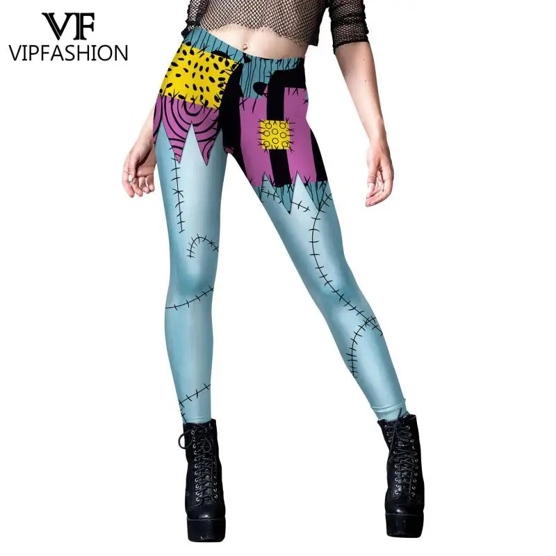 VIP FASHION Skull Leggings pantaloni da festa di Halloween donna Fitness Wokout collant pantaloni da festa Zombie Carnival Cosplay Bottom