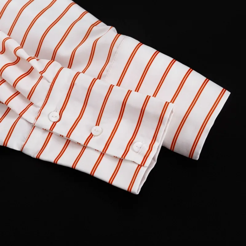 Damen Gestreiftes 2-Teiliges Outfit Übergroßes 2026 Neues Langarm-Shirt + Shorts mit Elastikbund Set Lässige Sommer-Urlaubs-Strandkleidung – Detail 7