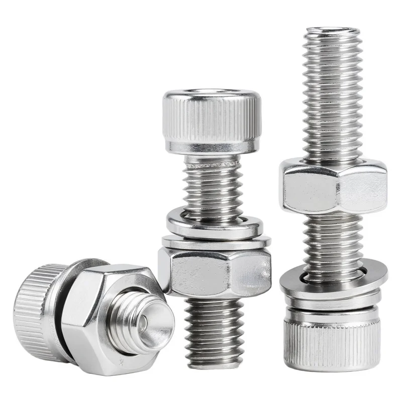 Beicai Hex Socket Cap Screw Nuts With Gasket Spring Washer Sets 316 Stainless Steel Allen Bolts And Nuts Kits M2 M2.5 M3-M12