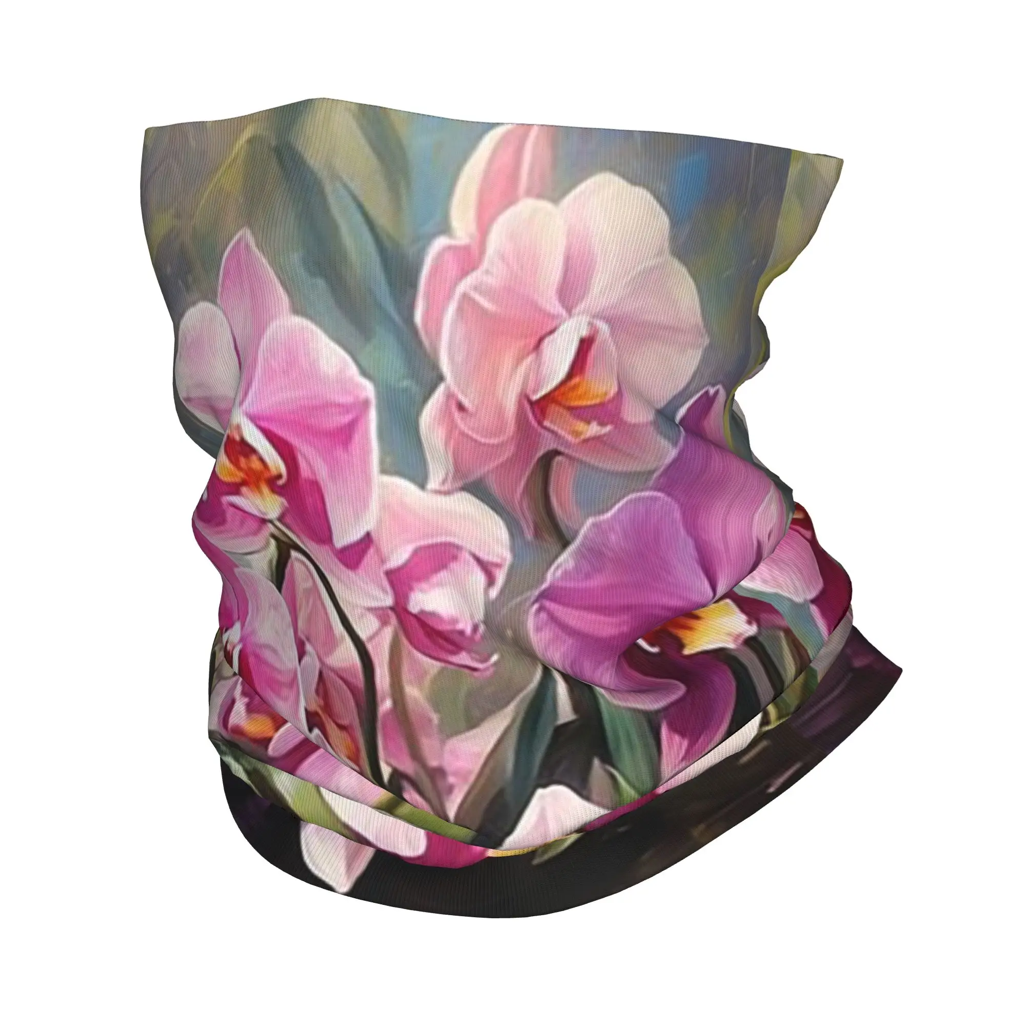 

Orchid Modern Flowers in Oil Painting Bandana Neck Cover Printed Magic Scarf Multi-use Cycling Scarf Riding Unisex Adult