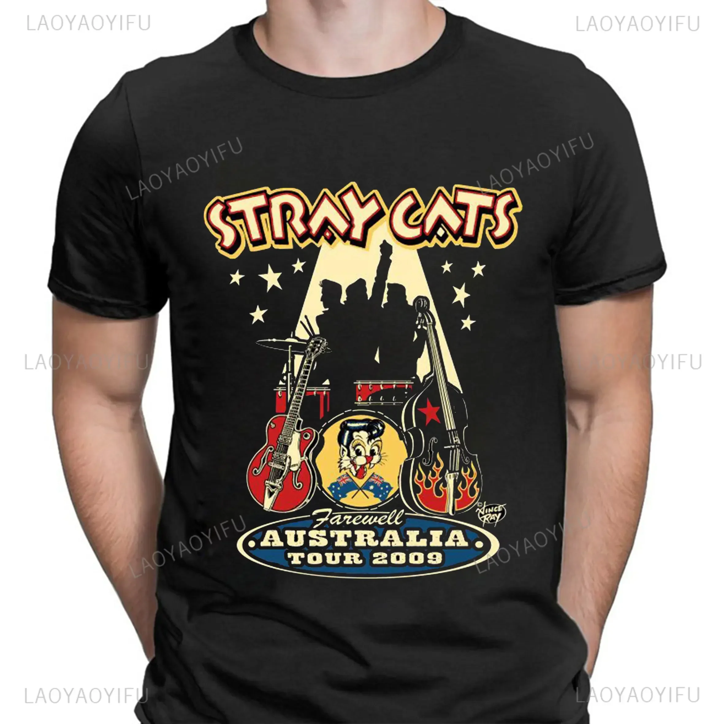 Stray Cats Rock Classic Tshirt American Rockabilly Band Fans Hipster Streetwear Fashion Breathable Boy Girl Men Cotton T Shirts