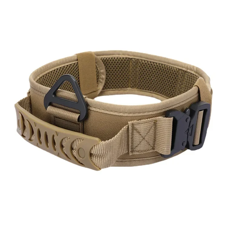 Reflective Nylon Tactical Dog Collar Classic K9 Military Training with 2 Heavy Duty Metal Buckle Handle for Large Dog Collar