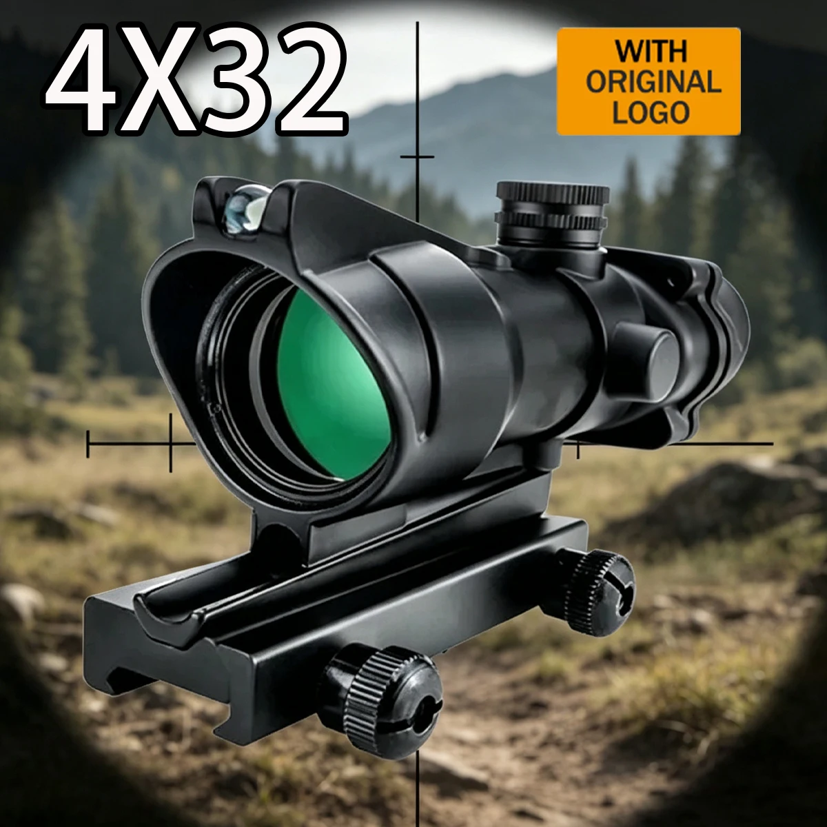 Tactical 4X32 1x32 Hunting Scopes Real Fiber Optics Real Fiber Optic Dot Scope For Rifle Airsoft 20mm Rail Adjustable