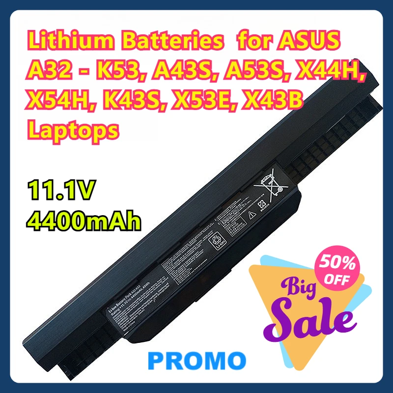 

Литиевые батареи для ноутбуков ASUS A32 — K53, A43S, A53S, X44H, X54H, K43S, X53E, X43B