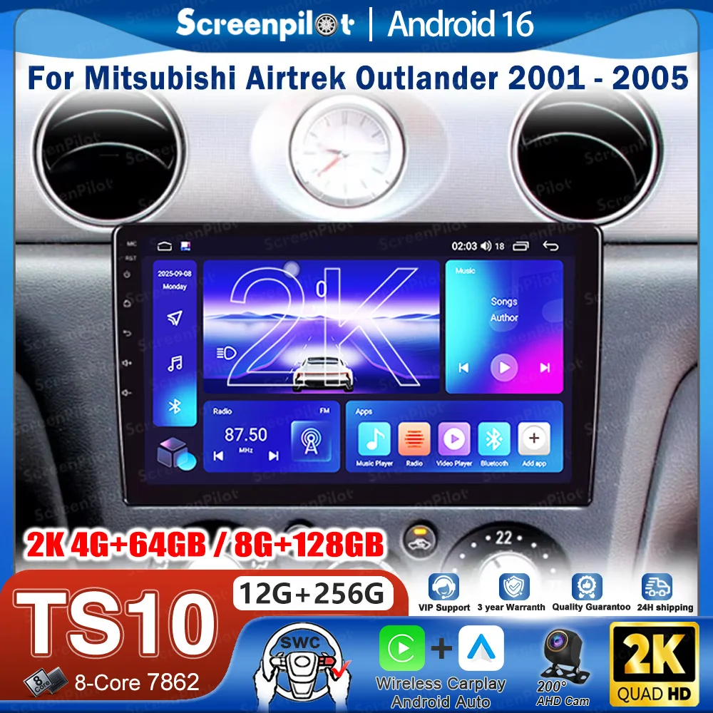 

Автомагнитола Android 16 для Mitsubishi Airtrek Outlander 2001-2005 с CarPlay, сенсорным экраном, Wi-Fi, 8-ядерным процессором