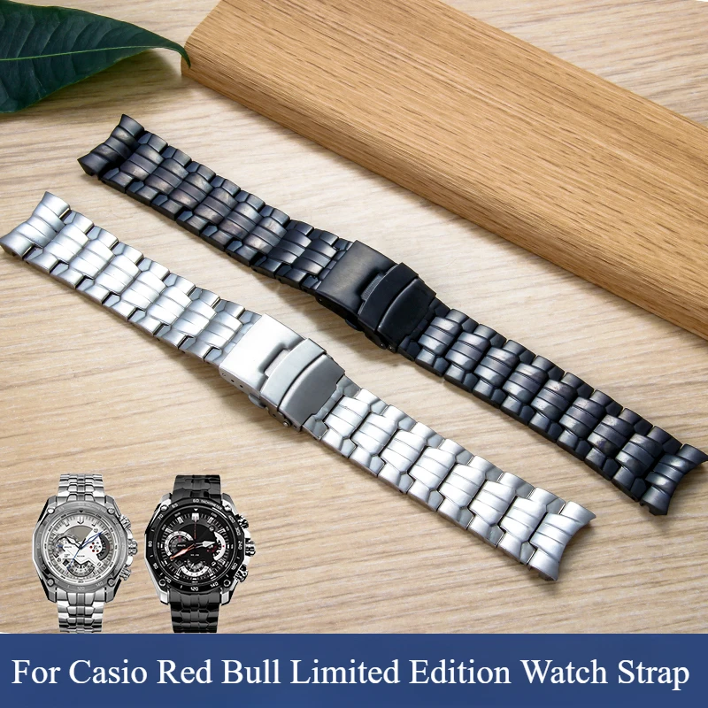 

For Casio Red Bull Limited Edition Casio Watchbands 22mm Stainless Steel Solid Buckle Adjustable Length Unisex Strap Accessory