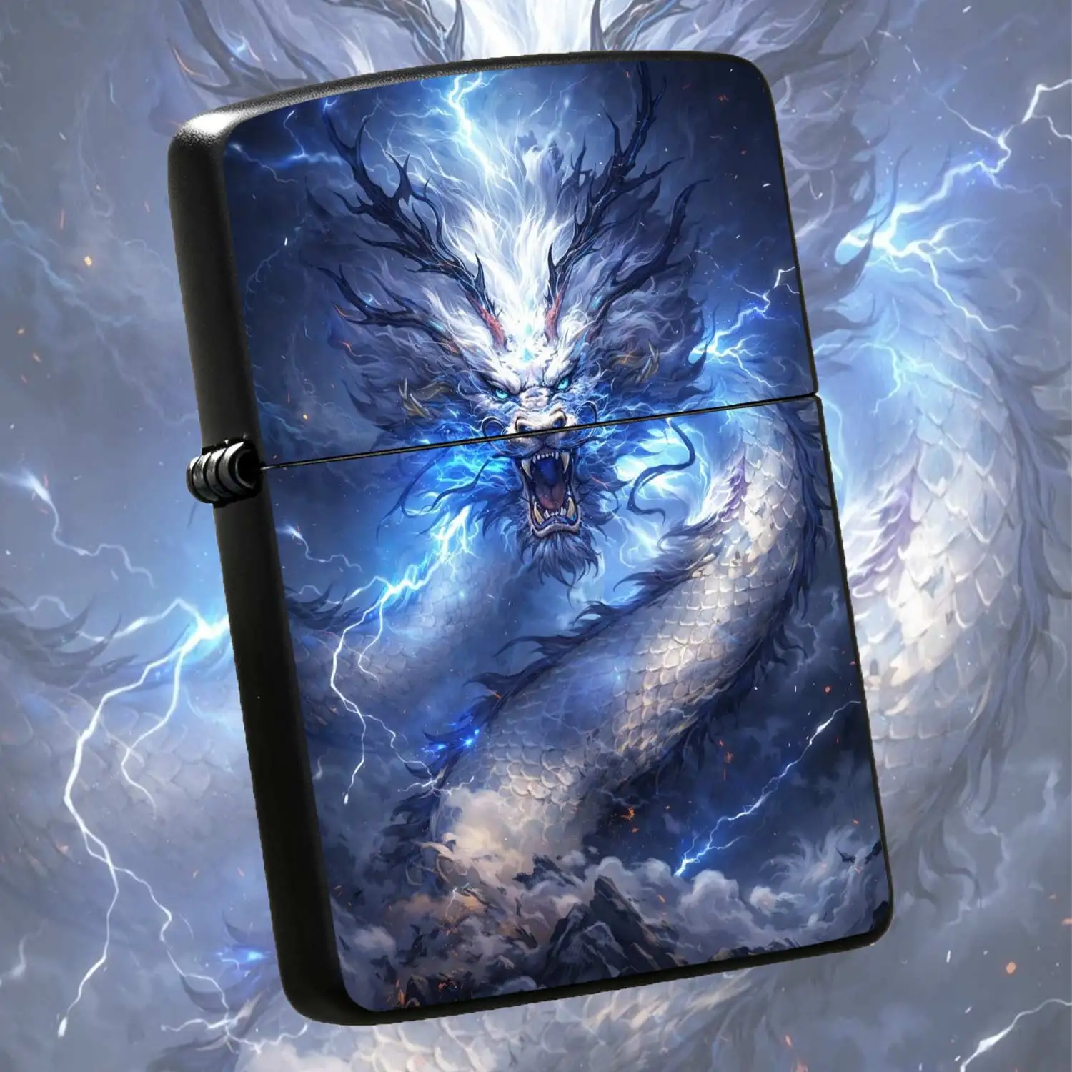Reusable Flip-Top Pocket Metal Windproof Lighter, Featuring Domineering Thunder Dragon Themed Body, Sturdy and Durable Portable Design, Suitable for Daily and Outdoor Multi-Scene Use, Combining and Practical Value, Built with Style