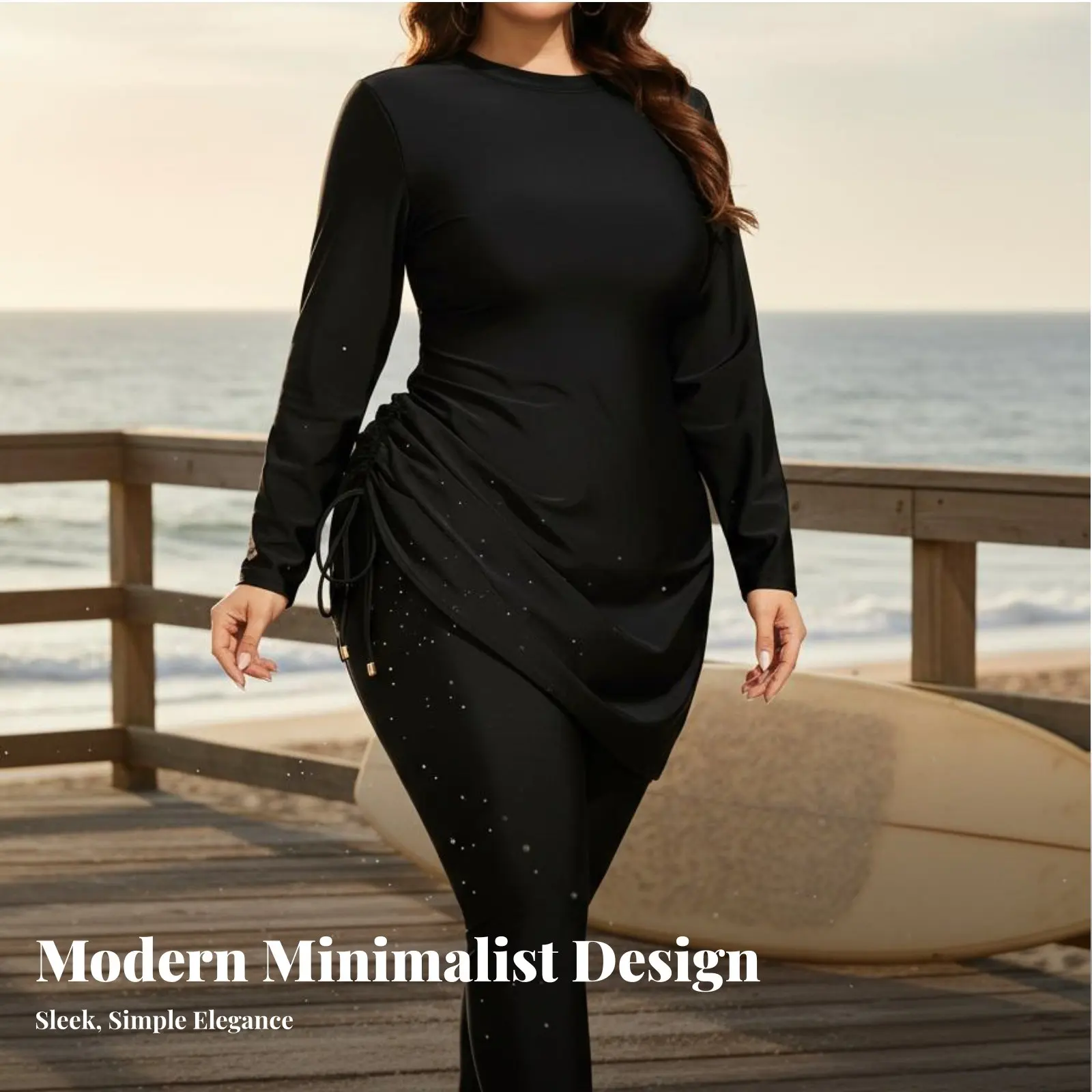 

Комплект для плавания с полным покрытием: буркини больших размеров с длинными рукавами и леггинсами, быстросохнущий, скромный купальник для защиты от солнца