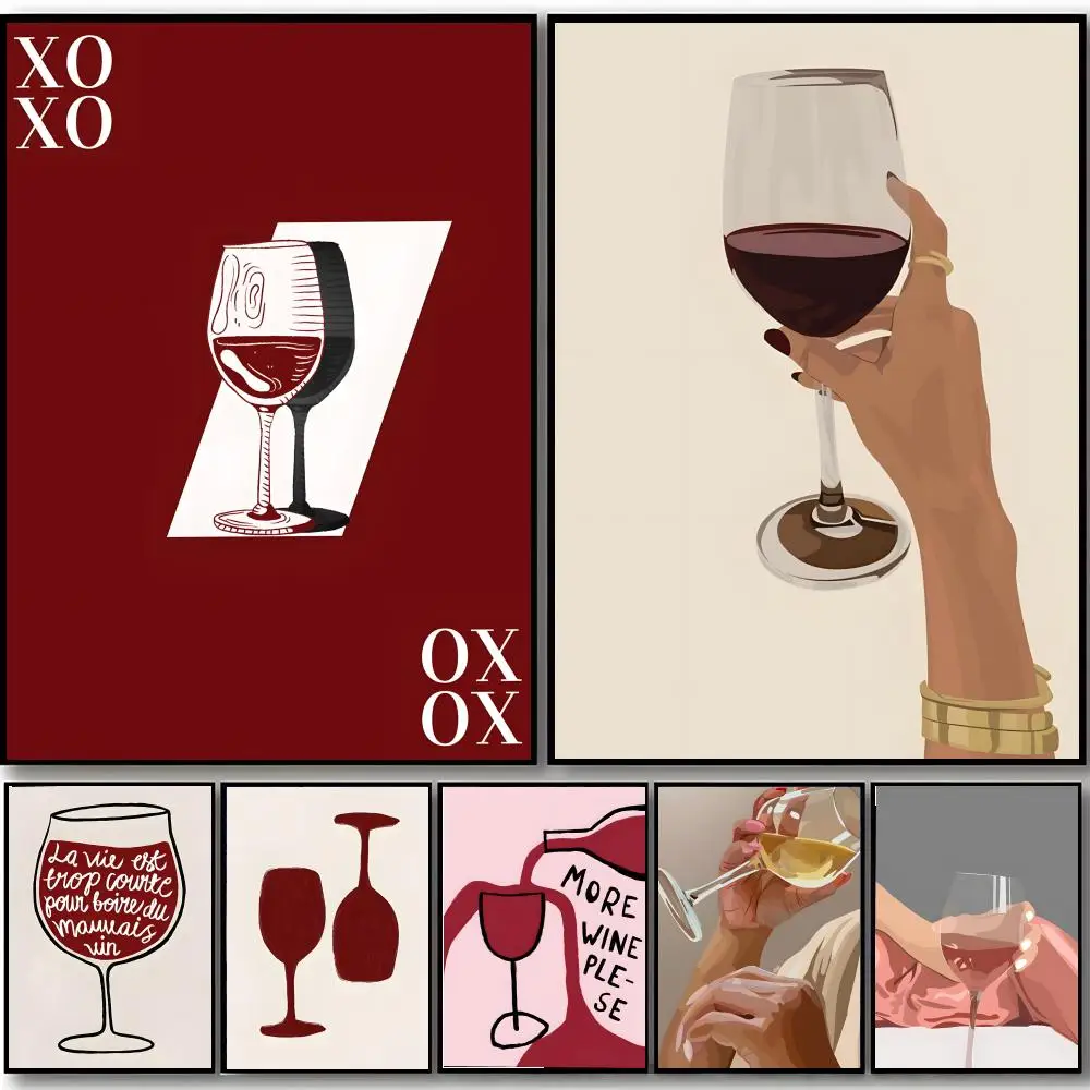 candlelight dinner red wine glass Poster Self-adhesive Art Waterproof Sticker Coffee House Dorm Room Wall Decor