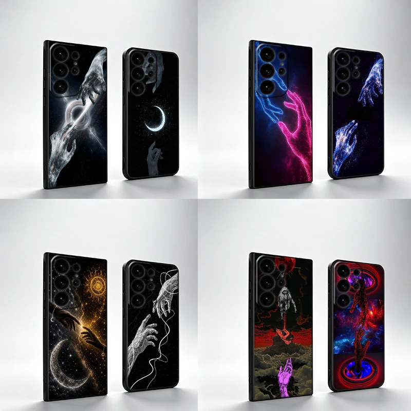 Shattered Hand Creation Phone Case For Samsung S25Edge S26FE Galaxy S22 S25 S24 S26 Ultra S21 S23 S20 Plus Cover Black Shell Coq