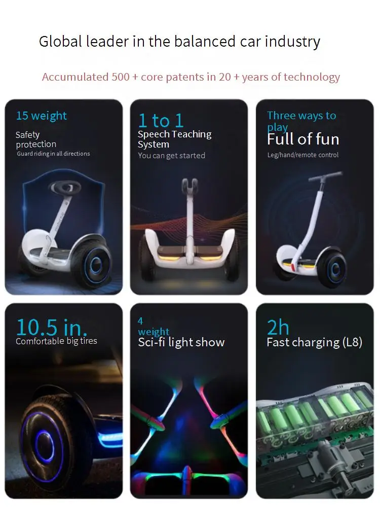 Ninebot-Voiture d'équilibre L6 pour enfants de 6 à 12 ans, intelligente, à deux roues, contrôlée par les jambes, auto atosensorielle