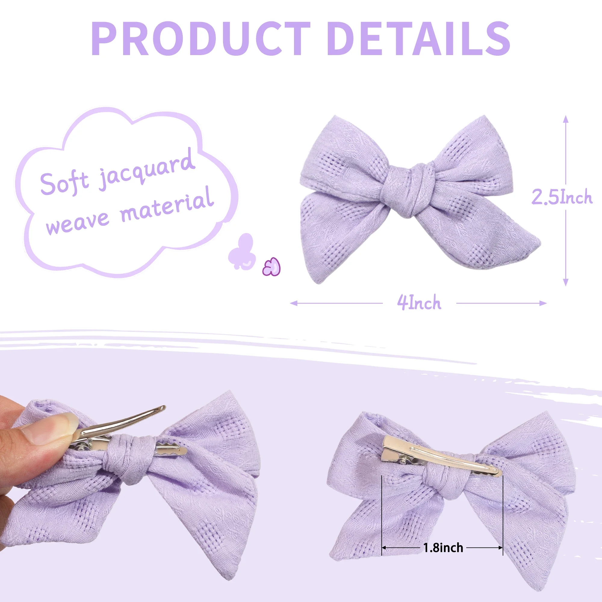 20Pieces 4Inch Girls Women Linen Bow Hair Clips Big Sailor Bow Barrettes Baby Kids Hairgrips Hair Bows Accessories Headwear