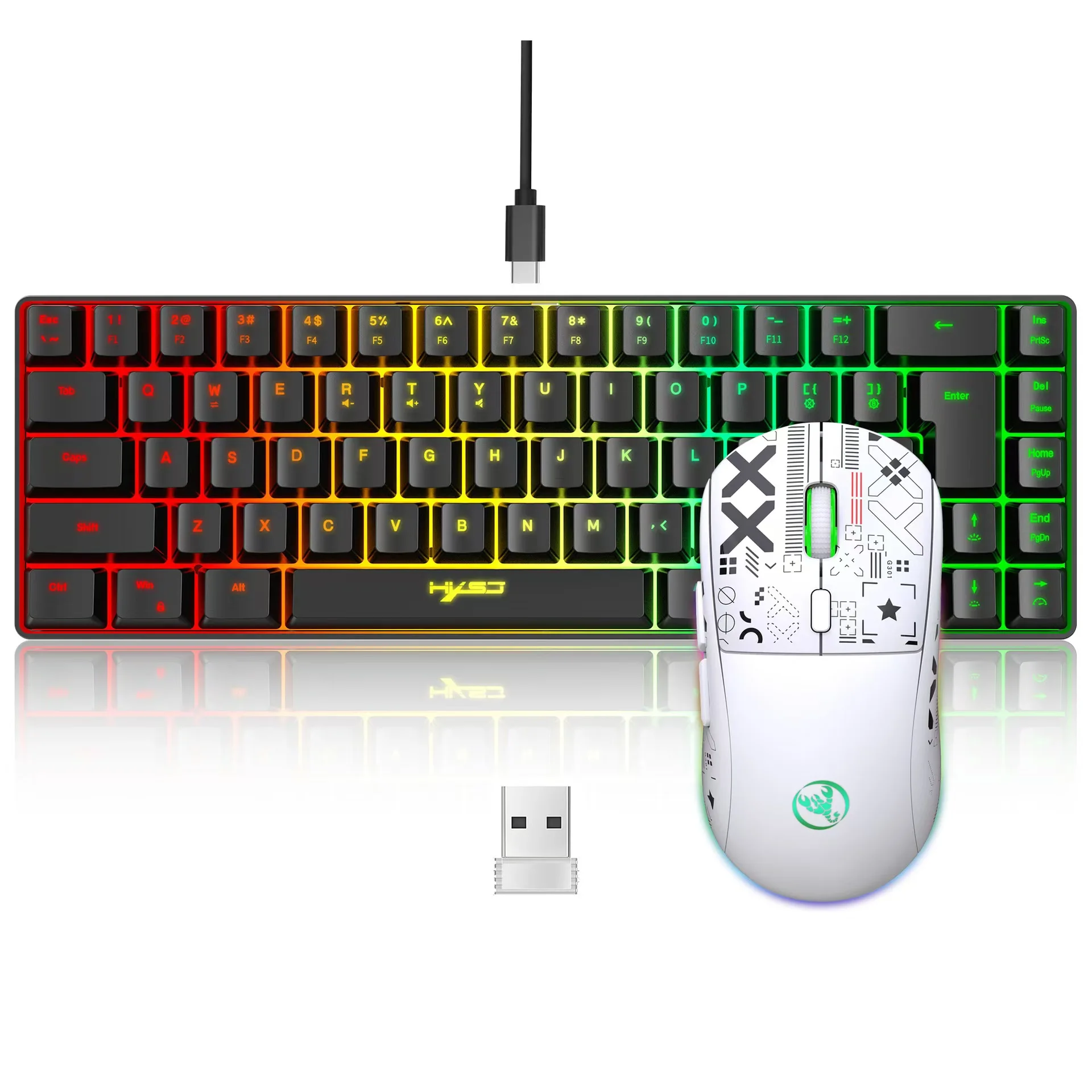 60% gaming Keyboard and mouse combo set gamer white key board combo computer wired keyboards mouses office teclado for laptop pc view 4