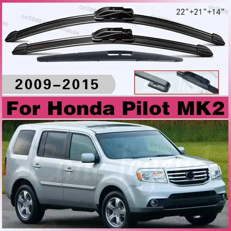 

Wiper Front & Rear For Honda Pilot MK2 2009 - 2015 Wiper Blades Set Kit Windshield Windscreen Window Brushes 22"+21"+14"