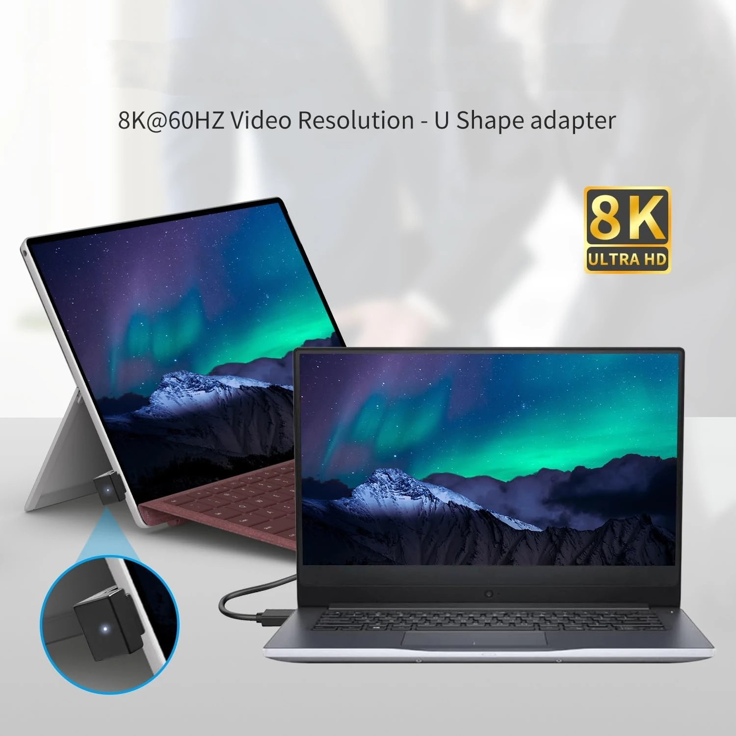 180 Degree UP/Down Angle Mini HDMI-compatible to HDMI-compatible Adapter 10Gbps PD 60W USB C Adapter for Laptop Portable Monitor