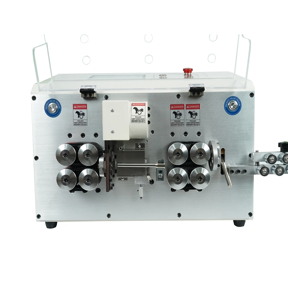 Upgraded SWT-608-YHT5 High Speed Round Sheath Inner and Outer Double Wire Layer Peeling Machine 8 Wheels Touch Screen Control