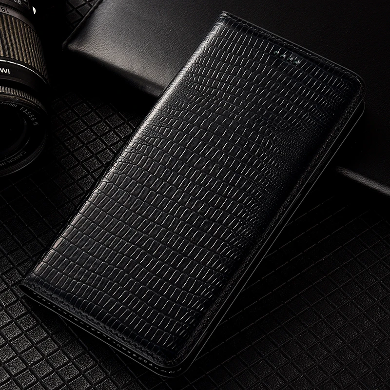 

For Infinix Hot 9 10 11 11S 12 12i 20 20S 20i Play NFC Pro 4G 5G Retro Lizard Pattern Of Genuine Leather Flip Phone Case Cowhide