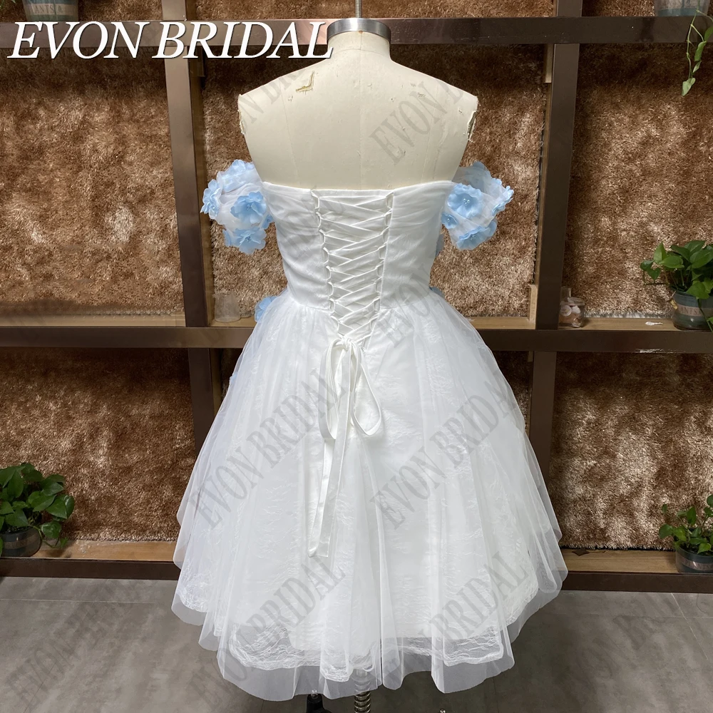 EVON BRIDAL Prawdziwe zdjęcie 3D Kwiaty Sukienka studniówka Sweetheart Z ramienia Suknie wieczorowe Tulle Mini A Line Vestido de baile Bez ramiączek Romantyczne Sukienki na zakończenie imprezy dla kobiet Korset Bez ple