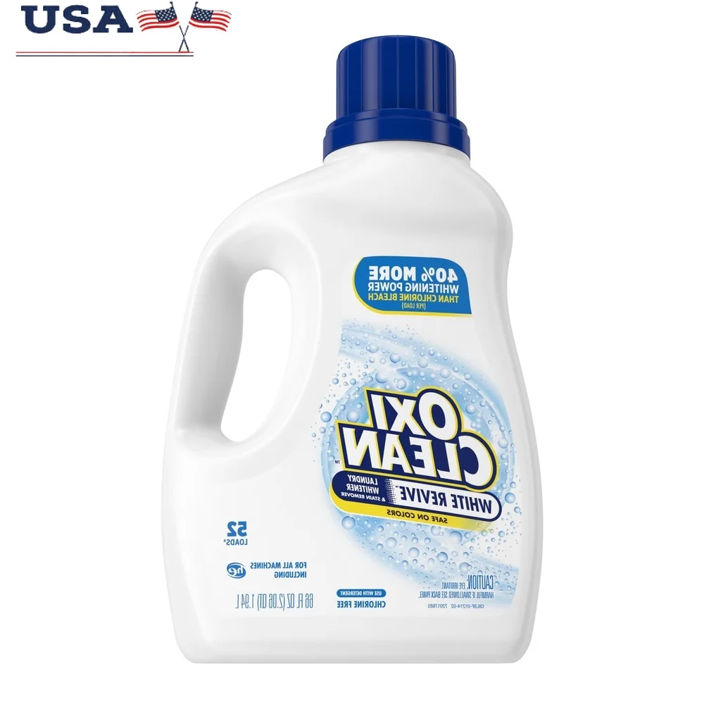 Blanqueador de ropa a base de oxígeno, eliminador de manchas líquido, limpiador de telas sin cloro, potenciador de ropa, ropa blanca, 66 fl oz