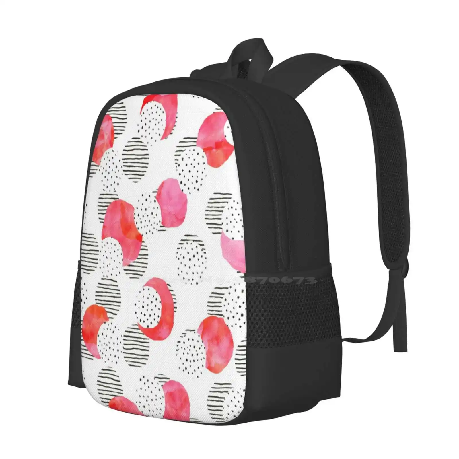 Flamingo Pink School Bags Travel Laptop Backpack Red Watercolor Watercolour Patterns Happy Fun Stripe Circle Polka Dots Hand