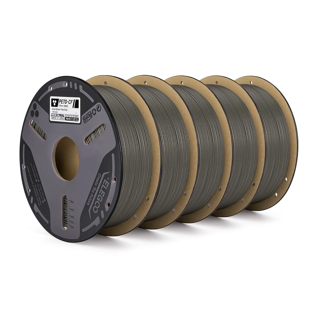 ELEGOO PETG-CF Filament PETG z włóknem węglowym 1.75 mm Szary 1KG, Filament do druku 3D o wysokiej wytrzymałości i sztywności, Pasuje do większości drukarek FDM — zdjęcie produktu 3