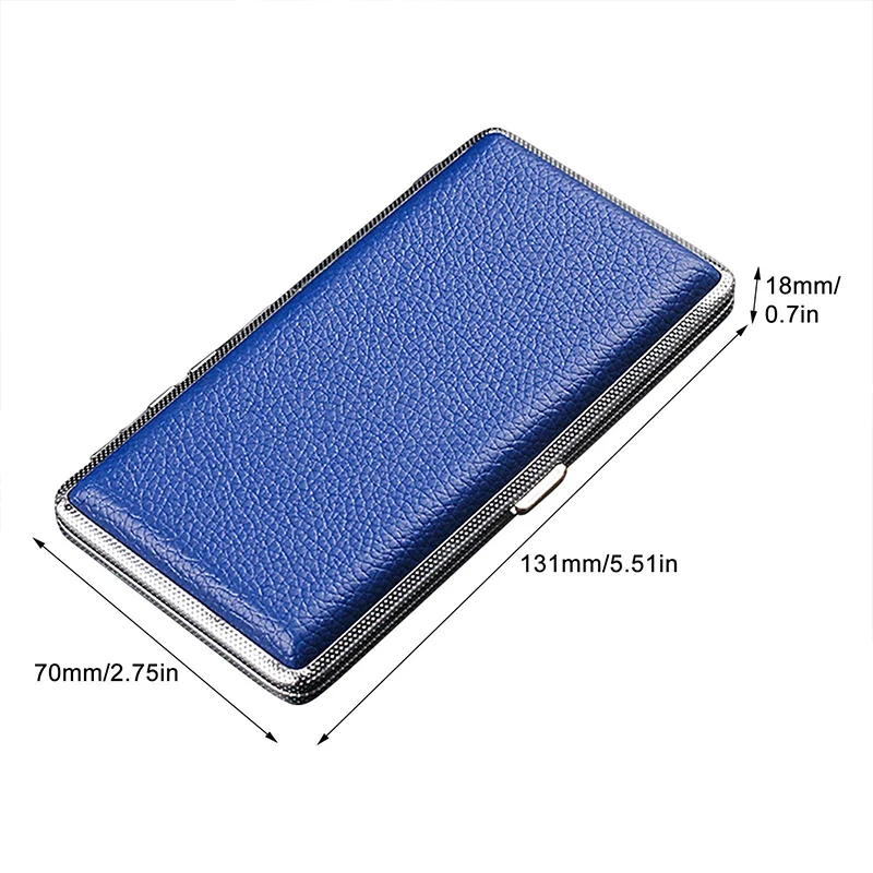 Leather Metal Cigarette Case Holds 14 Cigarettes Extra Long Cigarette Case With Enlarged PU Leather Portable Smoking Accessories