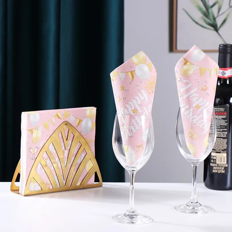 

New Pink Printing Birthday Party Napkins Colorful Balloon Printing Paper Napkins Happy Birthday Paper Black Blue Paper Tissue 20