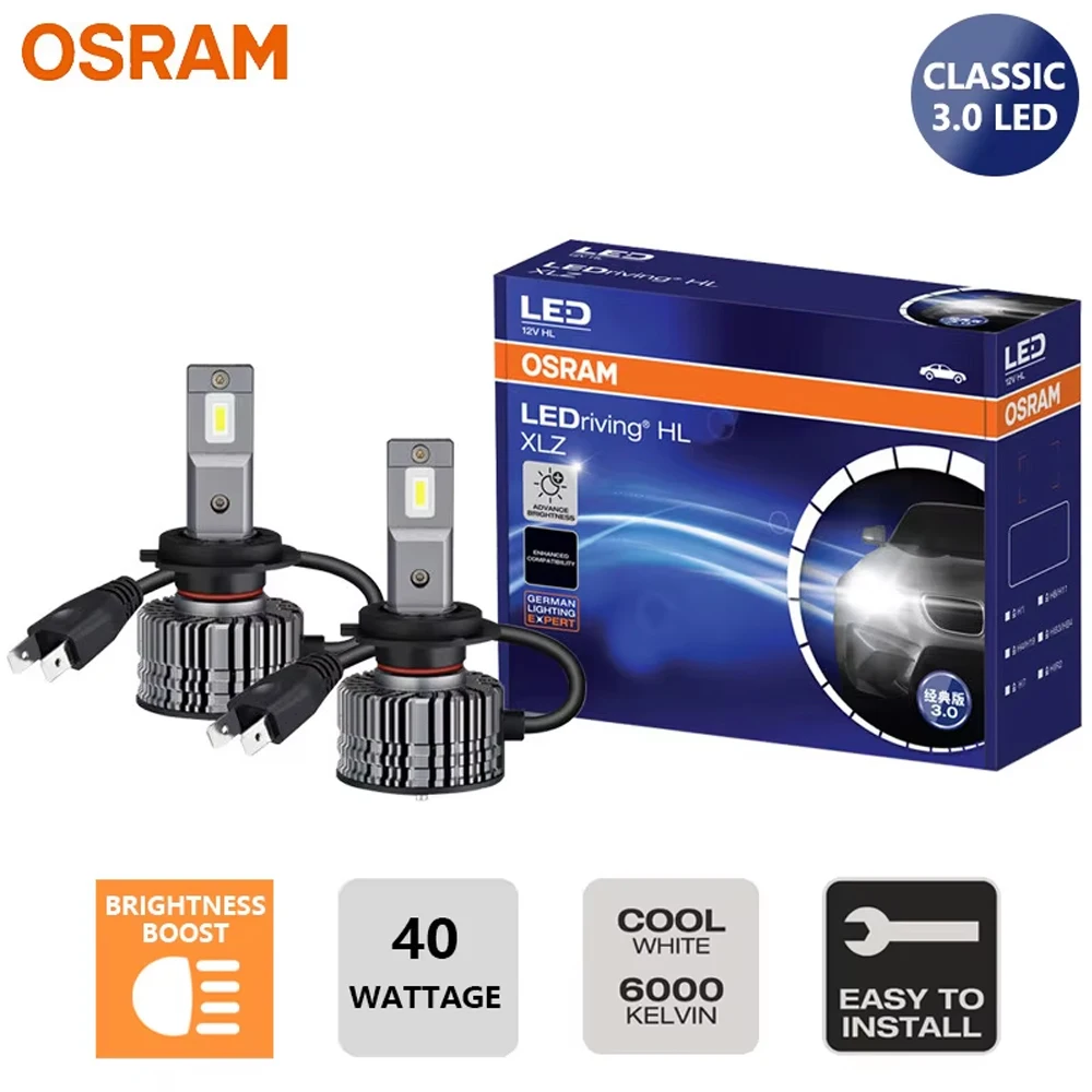 OSRAM XLZ CLASSIC 3.0 LED H4 H7 Car Headlight 40W Bright H11 H8 H16 HB3 HB4 9005 9006 9012 6000K White LED Canbus Upgarde Lamps
