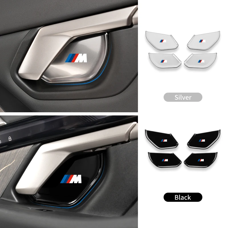 4PCS Car Inner Door Bowl Stickers For BMW 5 Series G60 2024 Stainless Steel Auto Door Handle Protective Trim Styling Accessories