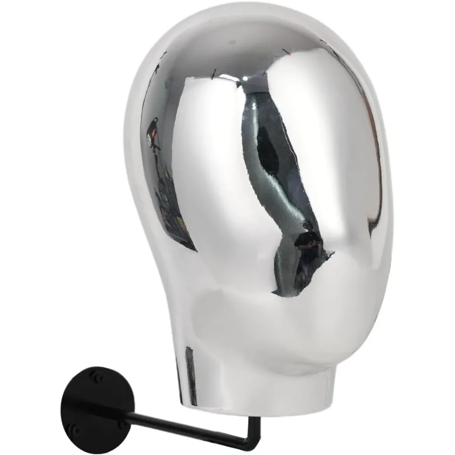 

Silver Wall Mounted Mannequin Head for Wig and Hat Display in Modern Home Decor Stylish and SpaceSaving Solution for Hairstyle