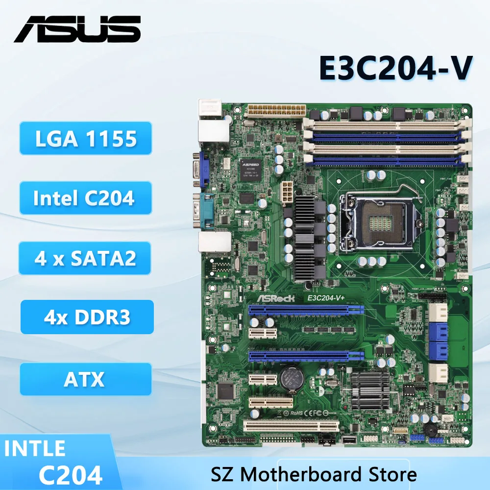 

ASROCK E3C204 server Motherboard Intel C204 LGA1155 DDR3 32GB support Xeon E3-1245 E3-1280 E3-1240 v2 E3-1220 v2 E3-1290 v2 cpu
