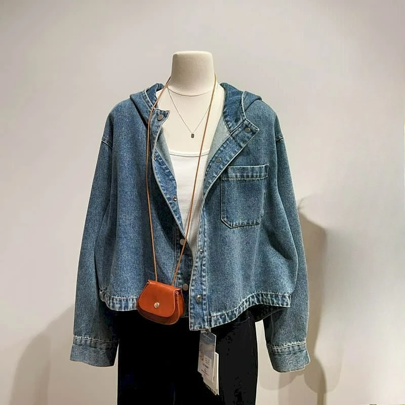 

Рубашки Куртки женские винтажные свободные кардиганы с капюшоном в корейском стиле спецодежда с длинными рукавами укороченные пальто однобортные женские топы