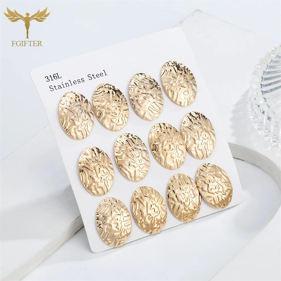 12 زوجًا من الأقراط المصنوعة من الفولاذ المقاوم للصدأ مجموعة العملاء القدامى مكان GHZTYF مهضلة مجوهرات الأزياء بالجملة #4