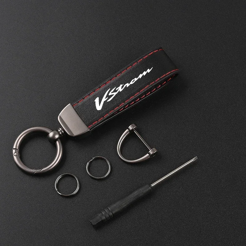 Leather Keychain Degree Rotating Horseshoe Buckle Fine Key Ring for SUZUKI V-Strom V Strom DL650 DL 650 Vstrom XT