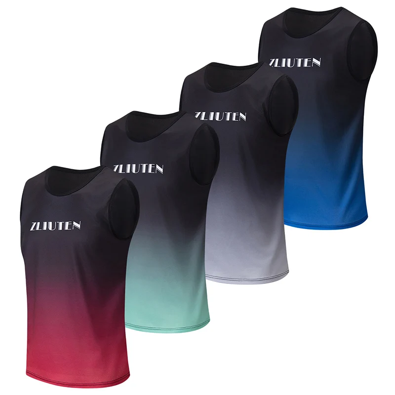 

1/3/4 Piece Men's Four Seasons Gradient Tie-dyed Sleeveless Vest Loose Plus Size Fitness Running Casual T-shirt Youth Joker Base