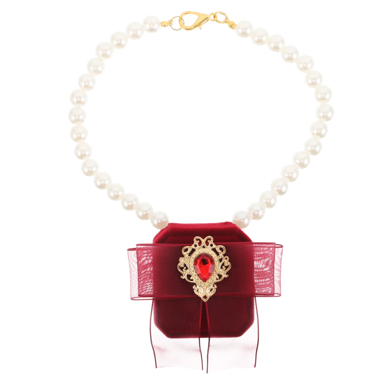 

Elegant Wedding Ring Box Tuxedo Necklace Pearl Accessory Lightweight Elastic Pet Engagement Ceremony Jewelry Small Outfit