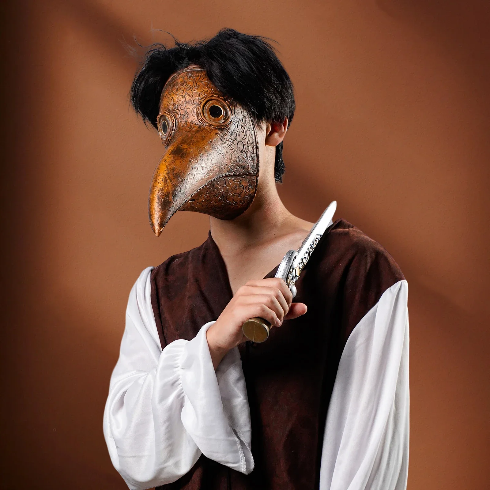

2025Хэллоуин в стиле стимпанк Plague Doctor Bird Beak Mask - Костюм существа для косплея, интеллектуальные вещества de traînée, spektakles sur scene