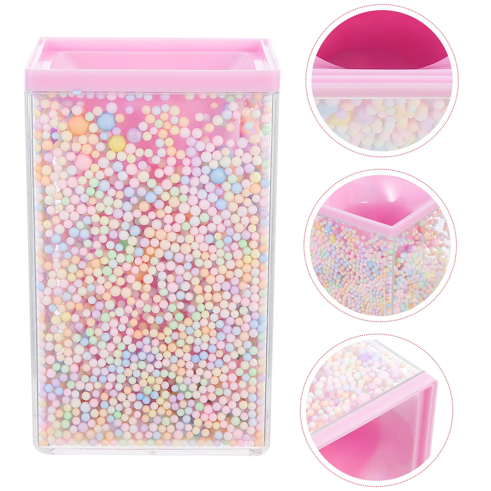 Bubble Ball Pen Holder Acrylic Square Colored Bubble Ball Pencil Cup Desktop Organizer Multi-Purpose Stationery Storage